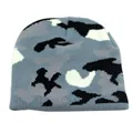 Kids camo knit beanie hat in grey and black camouflage for outdoor winter warmth - 1-6 Years / Grey Black Camouflage (Style 2)