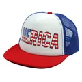 Rood, wit en blauwe trucker pet met Merica opdruk en Amerikaans vlagpatroon - Verstelbaar / Rood/Wit/Blauw (Stijl 1)
