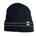 Dikke gebreide fleecegevoerde muts in marineblauw met V SPORTS-patch voor de winter - Eén maat / Marineblauw (Stijl 1)