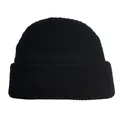 Klassische schwarze Rippstrick-Beanie mit Umschlag für Winterwärme und Stil - Verstellbar / Schwarz