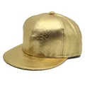 Cappellino hip-hop dorato in ecopelle con motivo a coccodrillo e tesa piatta - Regolabile / Oro