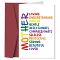 Creative Mother's Day card with red envelope featuring vertical MOTHER typography design - Colorful Vertical Mother Praise (QT1271-3)