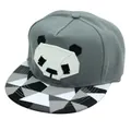 Vista dall'alto snapback grigio con panda geometrico e dettaglio visiera tricolore - Regolabile / Grigio