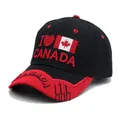 Black and red Canada maple leaf embroidery baseball cap with 3D embroidery and flag detail - Black Red Love Canada Style (Style 1)