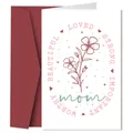 Floral Mother's Day greeting card with dark red envelope and pink flower artwork - Mom Vintage Floral Design (QT1271-6)