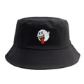 Sombrero de pescador de algodón negro con bordado de fantasma Boo y ojos de XX - Mediano (M) / Negro