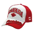 Detail of red Canada maple leaf embroidery and Regina script on white cotton baseball cap - Red & White Regina Style (Style 4)