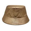 Unisex PU-Leder Fischerhut mit metallischem Bronze-Finish und genähter Krempe - M (56-58cm) / Antik Kupfer Gold