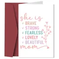 Artistic Mother's Day card with white paper texture and a dark red envelope set - Mom Colorful Floral Doodle (QT1271-9)