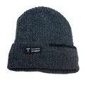 Gevoerde wintermuts van donkergrijs chenille breisel met sportief lederen label - Eén maat / Donkergrijs (Stijl 4)