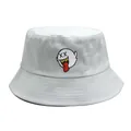 Sombrero de pescador de algodón blanco con bordado de fantasma Boo para sol - Mediano (M) / Blanco