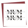 Square Mother's Day card with black MUM text and red envelope for gift giving - Square MUM I Love You (QT1271-18)