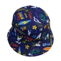 Unisex σκούρο μπλε καπέλο bucket με τροπικά σχέδια σερφ και καλοκαιρινά μοτίβα - M (56-58cm) / Μπλε