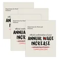Set van 4 grappige zelfklevende wijnlabels met humoristisch Brits DWP-condoleance ontwerp - Salarisverhoging Humor Stijl (QT1210-1)