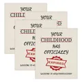 Set van 4 grappige zelfklevende wijnflesetiketten met Childhood Expired ontwerp - Kindertijd Verlopen Stijl (QT1210-2)