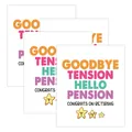 Grappige set van 4 zelfklevende wijnflesetiketten voor pensioen Goodbye Tension - Pensioen Groeten Stijl (QT1210-3)