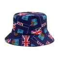 Donkerblauwe omkeerbare vissershoed met Britse vlag print voor zonbescherming buiten - M (56-58cm) / Blauw