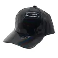 Detail einer schwarzen PU-Leder-Baseballkappe mit holografischem Regenbogen-Effekt - Verstellbar / Laser Schwarz