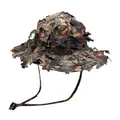 Cappello da pescatore mimetico 3D con foglie per caccia tattica e sottogola regolabile - 58cm / Mimetico Caffè