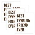 Set of 4 Best Fucking Friend Ever self-adhesive funny wine bottle labels for gifting - Best Friend Heart Style (QT1210-9)