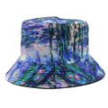 Outdoor vissershoed met Claude Monet Waterlelies olieverfschilderij print voor zonbescherming - Maat M (56-58cm) / Waterlelies Kunstdruk (Stijl 2)