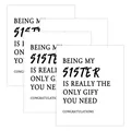 Set of 3 minimalist square white sisterhood wine labels with black text quotes - Sister Only Gift Style (QT1210-12)
