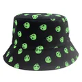 Omkeerbare zwarte vissershoed met groene alienprint voor zonbescherming stijl - M (56-58cm) / Zwart