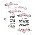 Set of 3 self-adhesive wine labels with pink floral design for pregnancy announcement - Friend To Aunt Floral Style (QT1210-17)