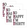 Funny 30th birthday wine bottle labels 4-pack featuring SHIT humor in pink and black - Thirtieth Birthday Humor Style (QT1210-18)