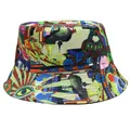 Cappello da pescatore double-face con stampe surrealiste di teschi e funghi - Stampa Surrealista Bulbo Oculare e Strana Creatura