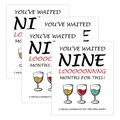 Funny self-adhesive wine bottle labels for new moms with nine long months text - Postpartum Wine Humor Style (QT1210-20)