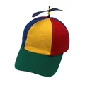 Regenbogen-Patchwork-Baseballkappe mit einem blauen drehenden Propeller oben - Erwachsene / Color Block