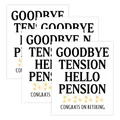Funny 4-pack self-adhesive 'Goodbye Tension Hello Pension' wine labels for retirement - Goodbye Tension Retirement Style (QT1210-22)