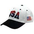 Wit en zwart USA baseballpet met Amerikaanse vlag borduursel aan de zijkant - Verstelbaar / Wit
