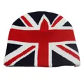Gebreide muts met Union Jack vlagpatroon voor winterse warmte en moderne streetstyle - Eén maat / Rijstpatroon Stijl