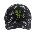 Casquette enfant en coton noir avec imprimé squelette de dinosaure et écusson néon - Réglable / Noir