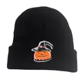 Berretto nero in maglia con ricamo a zucca di Halloween e cappello da stregone - Taglia unica / Zucca con Cappello da Mago (Stile Nero 2)