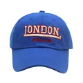 Gorra de béisbol clásica de algodón azul con bordado London England en fondo blanco - Ajustable / Azul