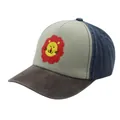 Primer plano de una gorra de béisbol infantil con un parche de león de dibujos animados - Ajustable / Patchwork Caqui Negro