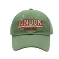 Detalle del bordado 3D London England rojo y blanco en gorra de béisbol de algodón oliva - Ajustable / Verde