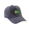 Primer plano de una gorra de béisbol gris para niños con bordado detallado de dinosaurio - Ajustable (48-54cm) / Gris