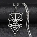 Gepolijste roestvrijstalen Levensboom hanger ketting met zilveren boxketting op zwarte basis - 60CM / Zilver