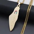 Golden stainless steel Palestine map pendant necklace with colorful enamel flag detail - Gold Box Chain 60cm