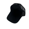 Black suede mesh trucker hat with a curved brim and a classic five-panel baseball cap design - Plain Black
