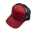 Classic maroon suede baseball cap with black breathable mesh back and curved brim - Plain Red