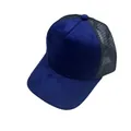 Dark blue suede trucker hat with breathable black mesh back and minimalist design - Plain Blue
