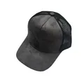 Dark gray faux suede baseball cap with breathable black mesh back for men - Plain Grey