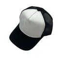 Classic black and white faux suede trucker hat with breathable mesh back and solid brim - Plain Black and White Contrast