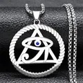 Macro shot of silver Eye of Horus pyramid pendant with blue stone on black leather - Box Chain / Silver