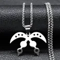 Silver Akofena sword pendant necklace in stainless steel with elegant bead chain - 60CM / Silver